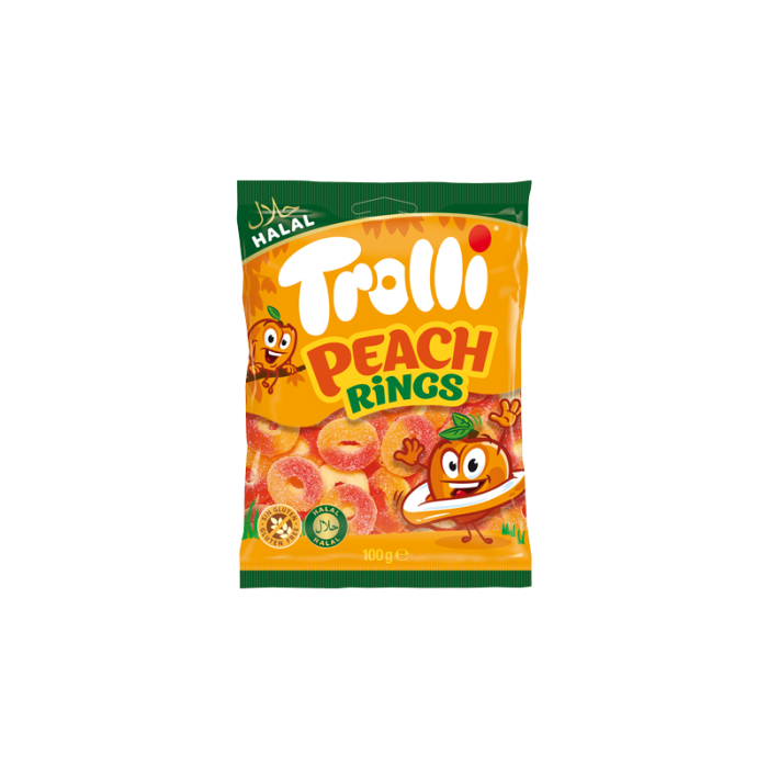 Trolli Halal Peach Rings 100g-8436556390760