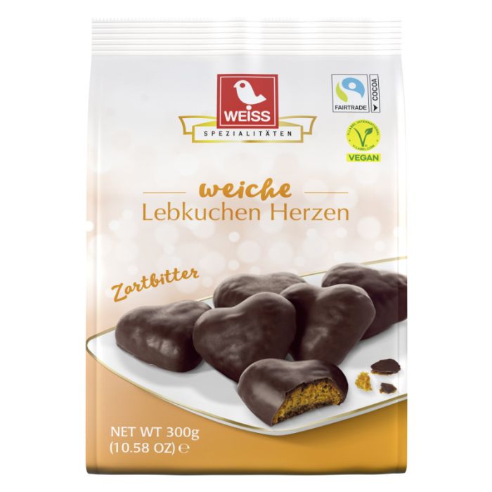 Weiss Lebkuchen-Herzen Zartbitter 300g-4003160271309