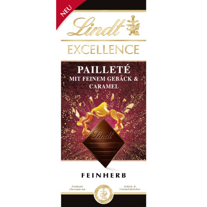 Lindt EXCELLENCE Pailleté mit feinem Gebäck und Caramel 100g-3046920020688