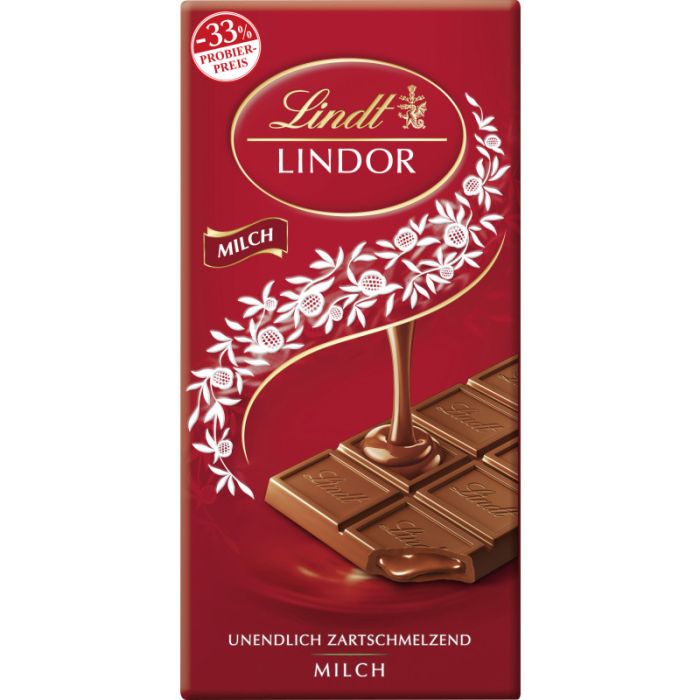 Lindt LINDOR Tafel Milch PP 100g-7610400099950