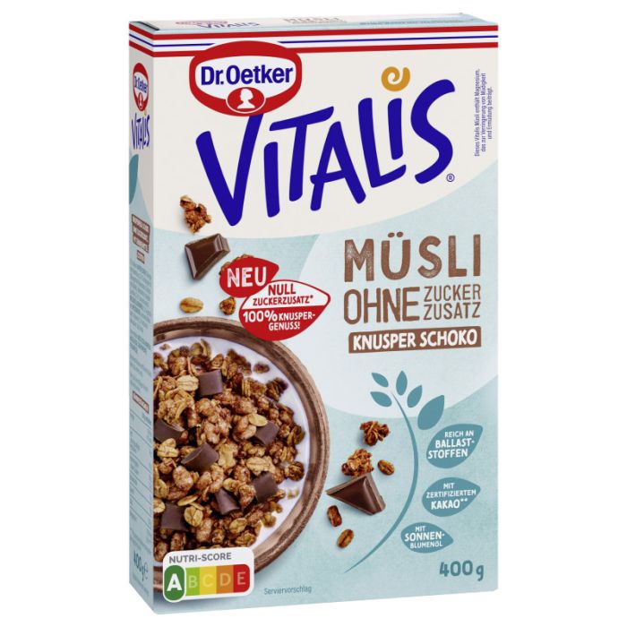 Dr. Oetker Vitalis O.Zuckerzusatz Knu.Schoko RAC MB 400g-4000521035686