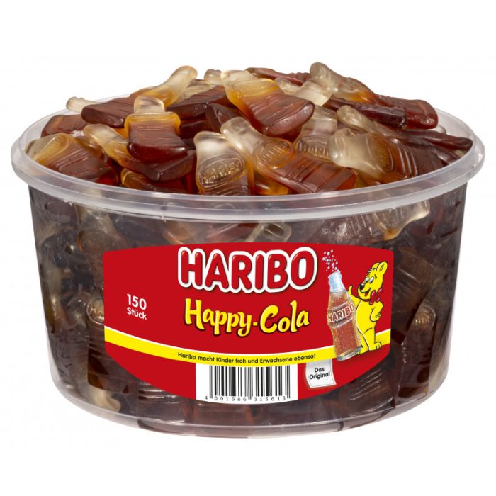 Haribo Fruchtgummi Happy Cola Dose 150 Stk. =1200g-4001686315613