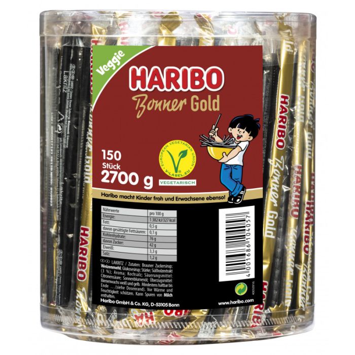 Haribo Lakritz Bonner Gold 1 Dose 150 Stk = 2700g-4001686104057